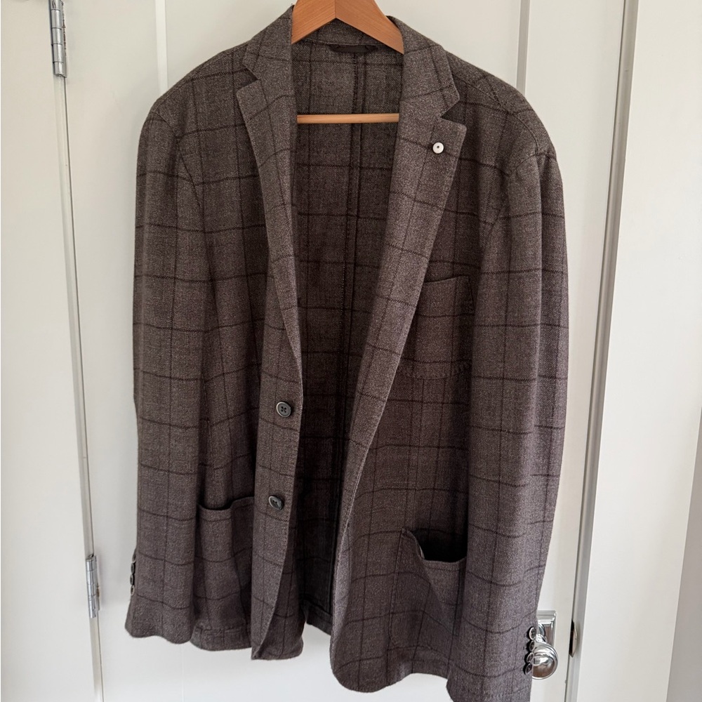 L.B.M. 1911 Limited Edition Wool-Angora Windowpane Blazer – 52R (42R US)